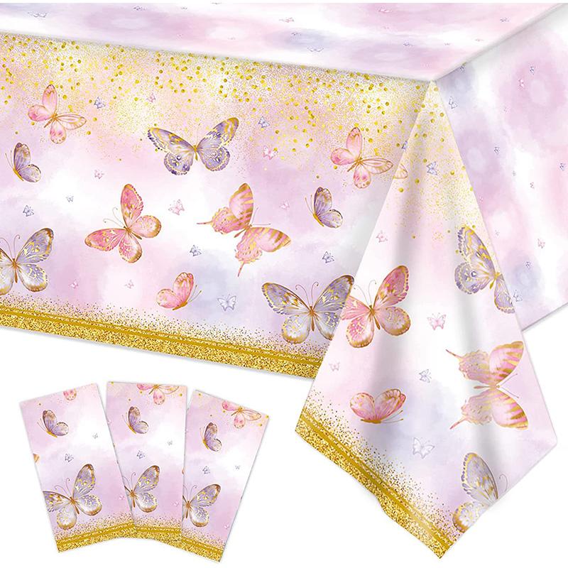 Schmetterling Einweg-Tischdecke Plastik Rechteckig Frühling Schmetterling Geburtstag Tischdecke Happy 1. Erster Geburtstag Party Deko
