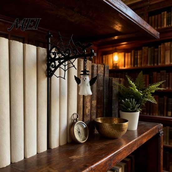 Decorative Bookends with Light Retro Bookend LED Night Warm Glow Hanging Mini Lantern, Anti-Slip Bookshelf Lamp Book Holder, for Reading Nook