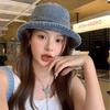 Japanese washed denim fisherman hat children spring and summer 2025 versatile face small sunshade sunscreen basin hat