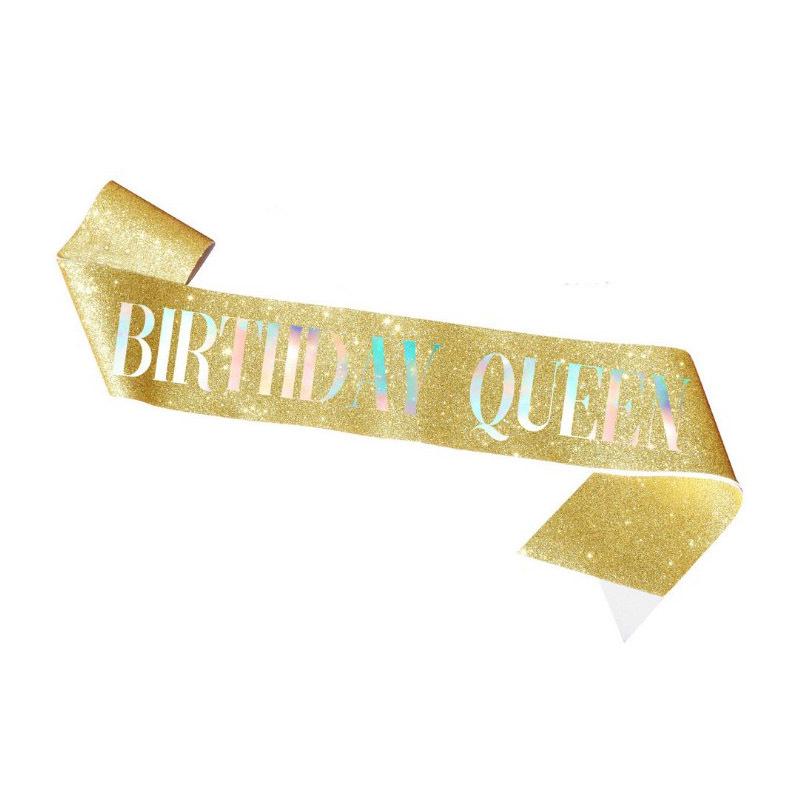 Birthday Sparkly Crown Girl Rhinestone Headband Belt Queen Etiquette with Birthday Decorating Party Supplies Estuche Alpicool