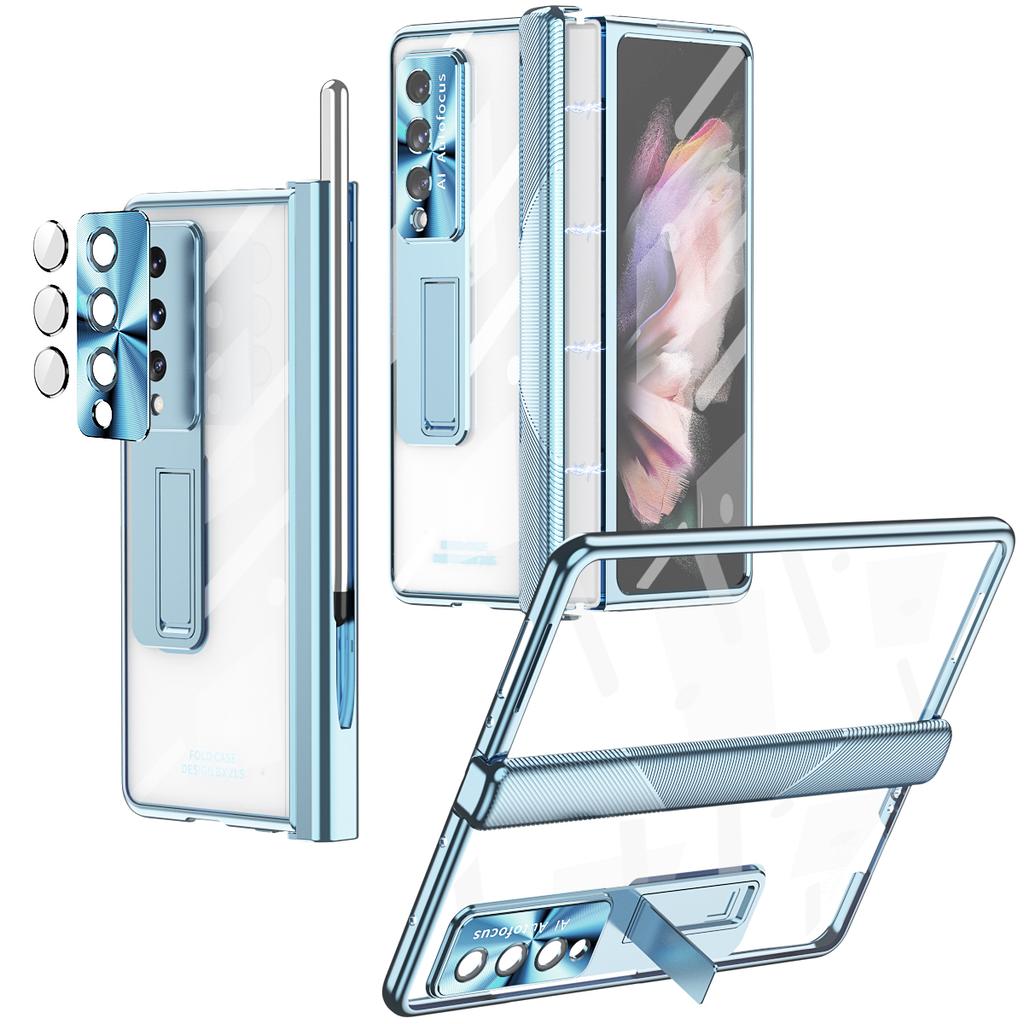 Shockproof Plating Full Protection Cases For Samsung Galaxy Z Fold4 5g Fold 4 Fold3 Fold 3 Tempered Glass S Pen Holder Coque