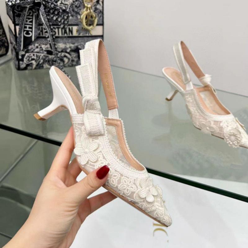 

Высокие каблуки D-Brand Stiletto с бантом и цветочным кружевом 40