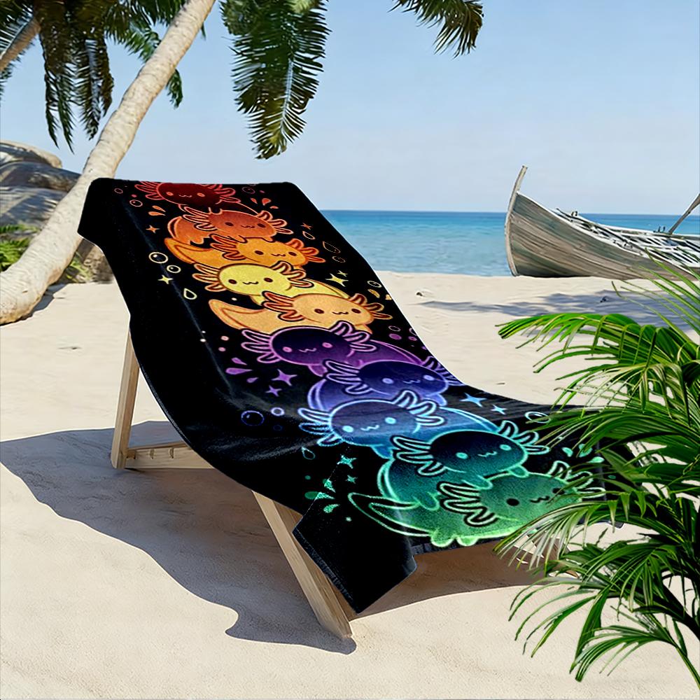 Regenbogen-Axolotl-Design Strandtuch Strandtuch schnell trocknend für Reisen Outdoor-Sport Joggen Strand und Schwimmen