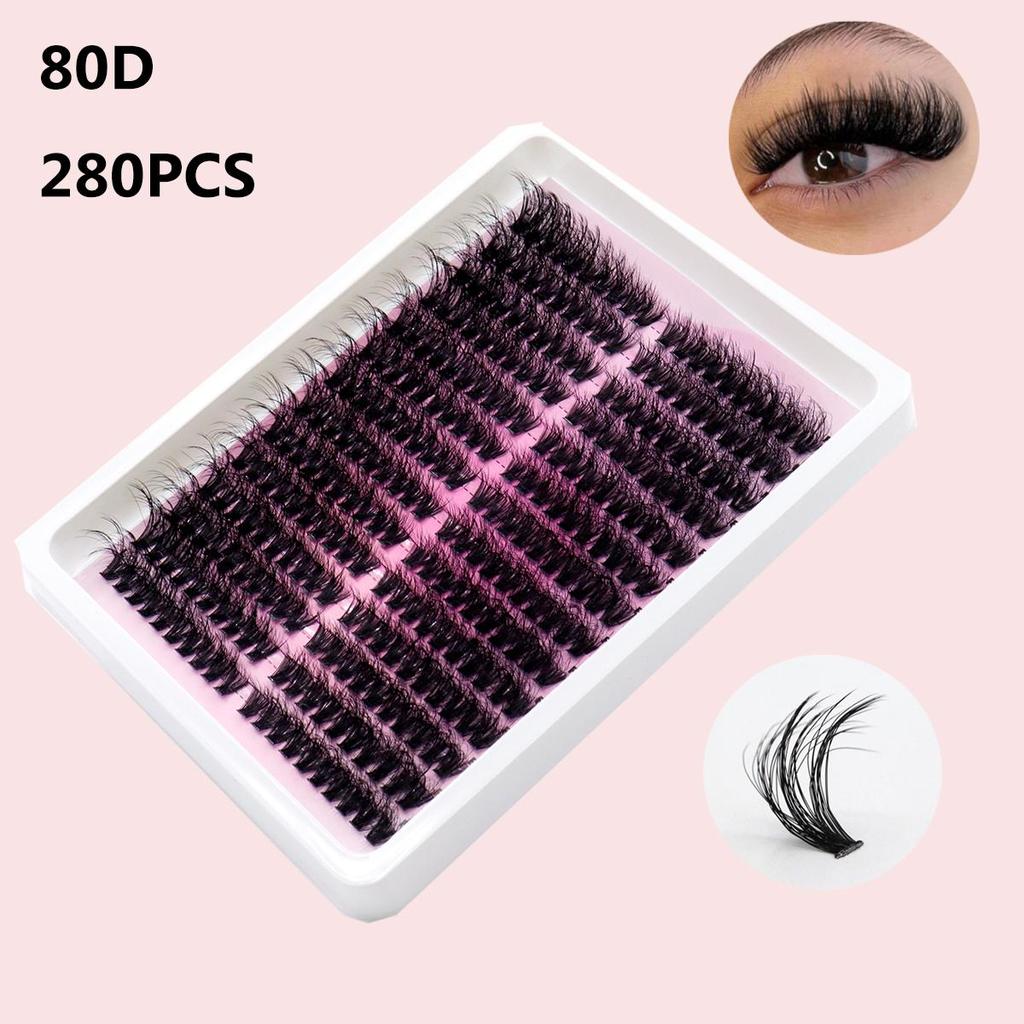 Svarta tuftade ögonfransar, 12 rader, CC/D/DD smältlim minkögonfransar, för långa ögon.