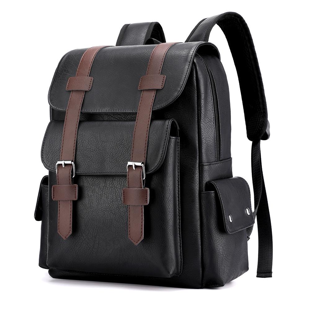 

Large Capacity Men s Korean Style Leather Backpack - Travel & Casual Schoolbag чёрный