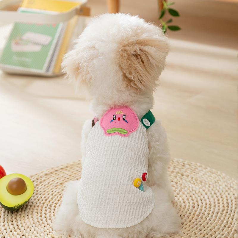 Spring and summer teddy bear puppy dog clothes cartoon fruit traction sling medium and small dog dog vest manufacturer