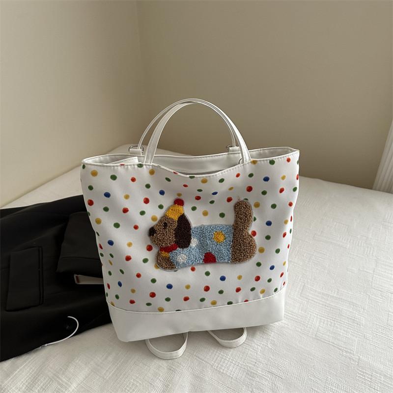 

Women s Elegant White Cartoon Design Tote Bag Versatile Soft Pu Handbag