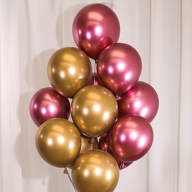 QAKGL 50 Pc Chrome Metal Color Party Decoration Balloons 12'' Latex Round Balloon Birthday Party Balloons Metallic