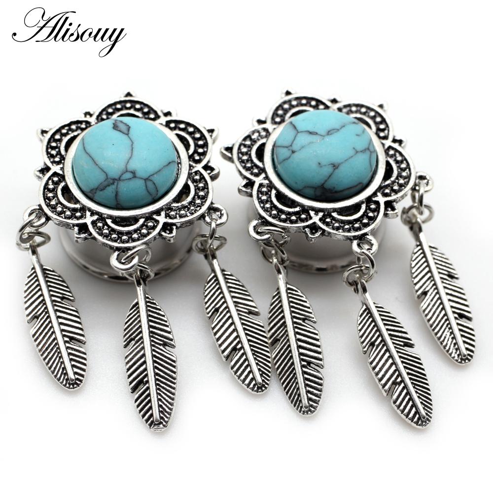 

Alisouy 2PCS 316L Хирургический стальной лист Кулон Камень Ушной калибр Пробка Ушной Экспандер Плоть Туннель Тело Пирсинг Ювелирные изделия Ушной Экспандер