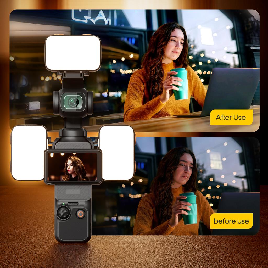 For DJI Pocket 3 Mini Led Light for DJI Osmo Pocket 3 for Vlogging Live 3 Color Modes Adjustable 800mAh Rechargeable
