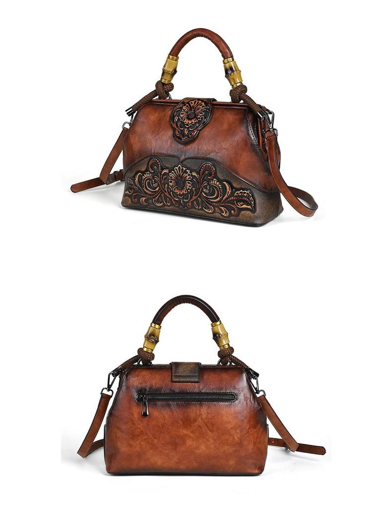 Retro dámská embosovaná crossbody kabelka - Evropský a americký styl, Sestavovaný design, Ručně vyrobená kabelka s barevným stínováním