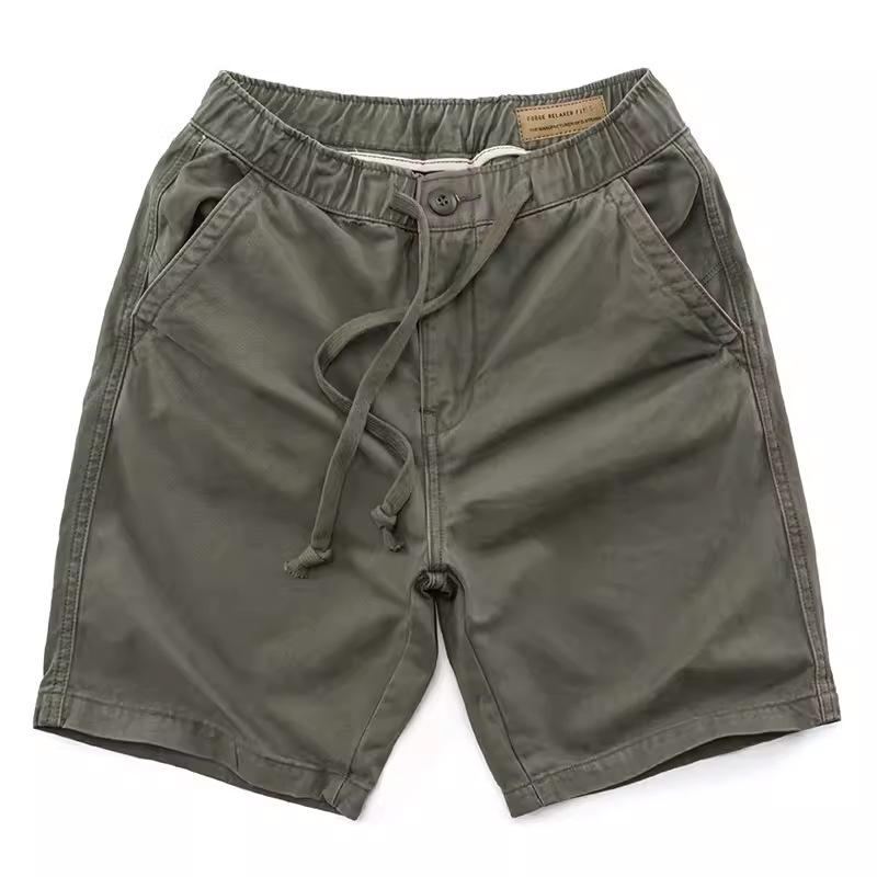 Men s Summer Casual Cotton Washed Elastic Waist Workwear Shorts 2XL серый