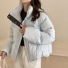 Woolen splicing white duck down stand-up collar windproof zipper short thickened warm down jacket women's winter