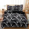 Minimalist Abstract Geometric Print Duvet Cover Set, 3Pcs Black White Grey Radiant Triangle Fan Line Modern Art Pattern Bedding