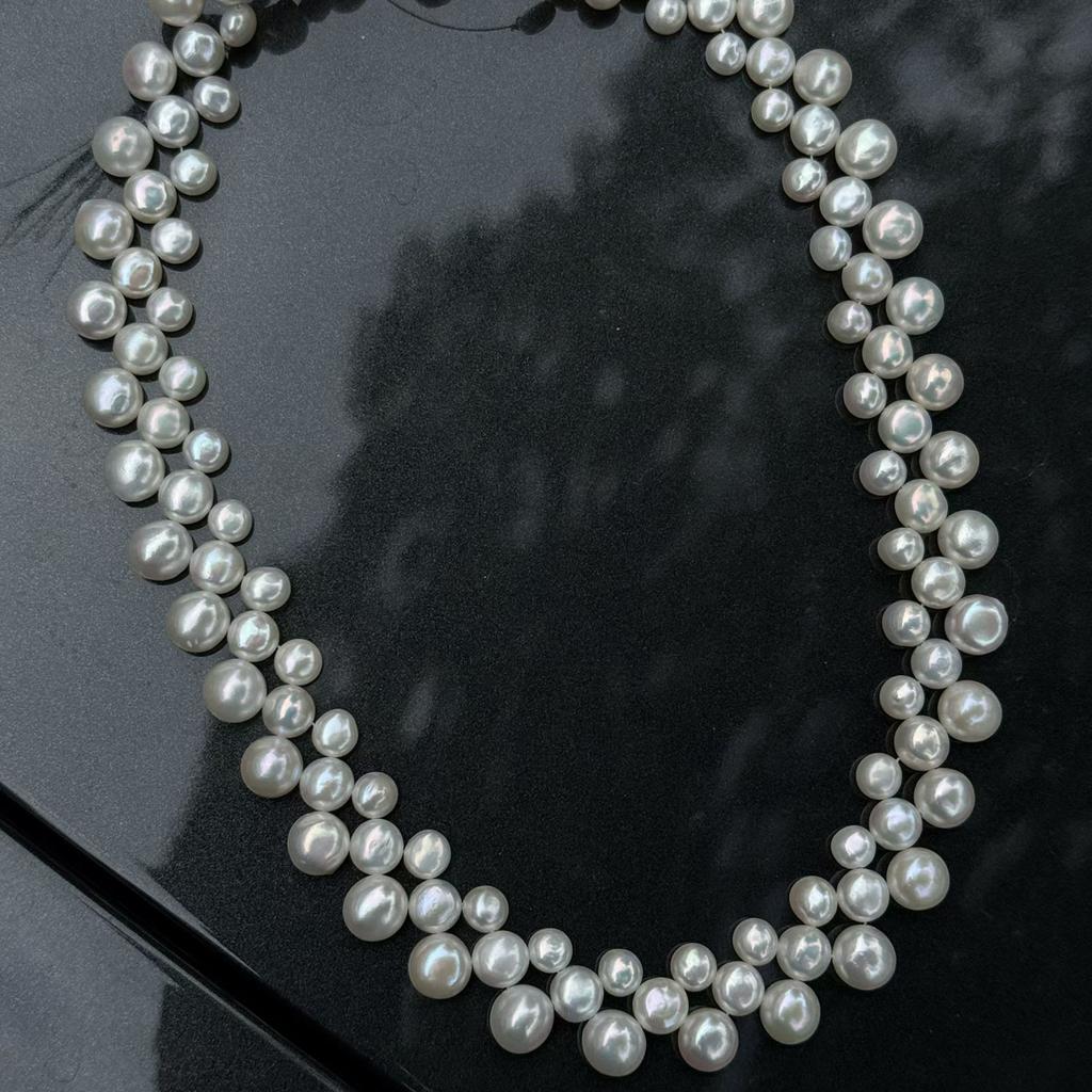 1String, White Natural Freshwater Pearls, Handmade 6/7/8.5mm Pearl Beads for Jewelry Making DIY Crafts Length 36cm