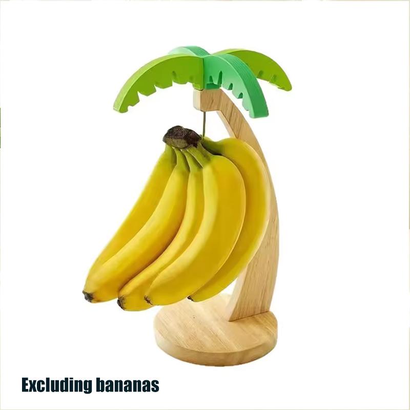 

Wooden Banana Rack Fruit Vertical Storage Rack Hanging Kitchen Rack Multi-Purpose Home Organizer Simulated Leaf Decor Gadget