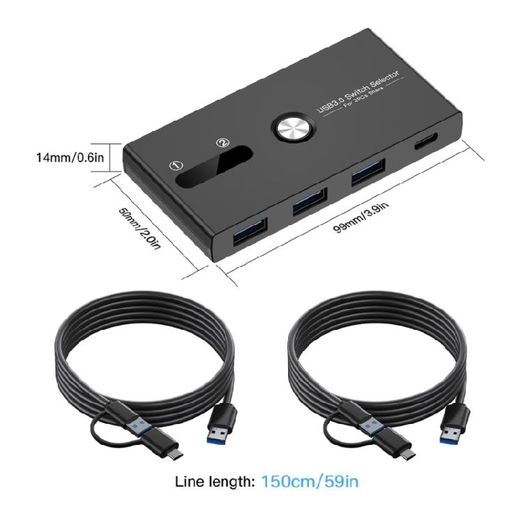 USB C & USB 3.0 KVM Switcher Allows Quick Device Swapping Between Two Computers Supports Printers And More