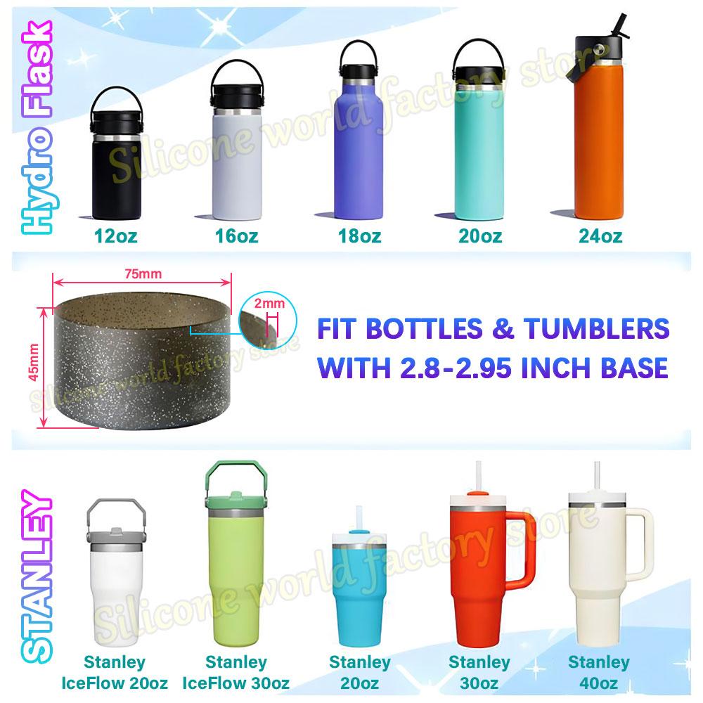 SW 7.5CM Glitter Silicone Cup Bottom Cover For Stanley 40oz/30oz Tumbler Anti-Slip Silicone Boot Sleeve 75MM Water Bottle Covers