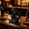 Spooky Halloween Desk Figure Black Raven Skull Statue, 3D Printed Gothic Crow Figurine for Dark Culture Gift Him Shelf, Art Collectible Sculpture