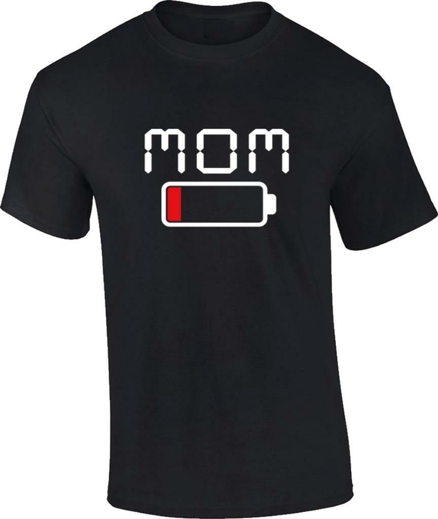 Funny Mom Battery Exhausted T-Shirt XXL