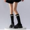 Women Fairycore Knitted Leg Warmers Calf Socks Japanese Sweet Bowknot Ruffled Lace Trim Leg Covers Boot Cuffs Stockings