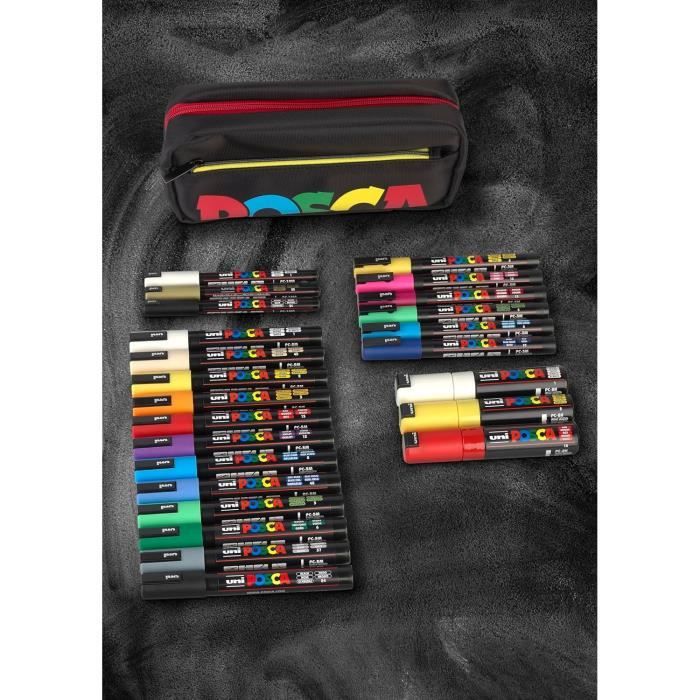 Set de marqueurs - faber-castell - posca - 24 couleurs - indélébile - pochette ventrale