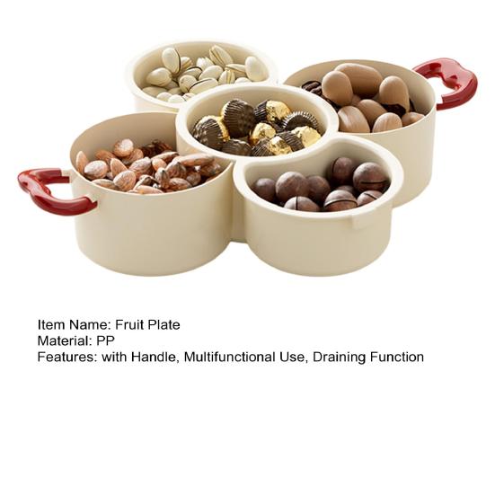 Fruit Plate Combined Design Serving Tray with Handle Snack Box Container Charcuterie Board Storage Organizer Home Decor