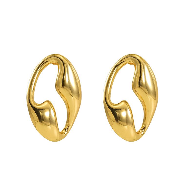 Fengxin stainless steel irregular hollow retro stud earrings women's fashion versatile geometric earrings