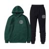 Unisex Casual Hooded Fleece-Lined Sweatshirt Pants Set Sporty Solid Color Outfit Fall