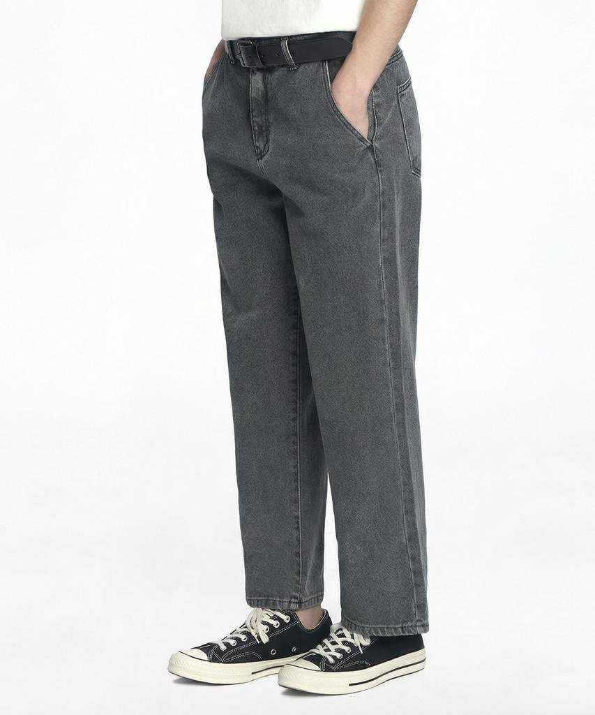 Deoseutoli Crop Wide Denim Pants (Dark Grey)