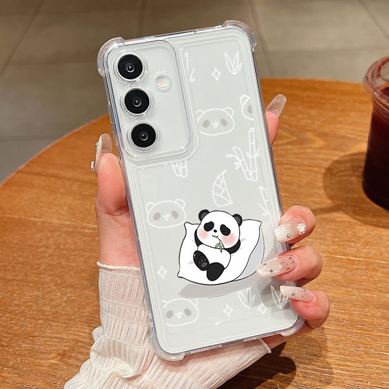 Panda Pattern Case For Samsung Galaxy S25 Edge S25 S24 S23 Ultra S22 Plus S24 FE A56 A36 A16 A15 A55 A54 Clear Soft Phone Cover