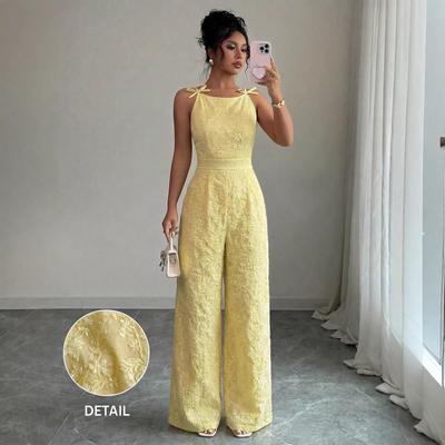 Elegant Off-the-Shoulder Wide-Leg Strappy Women's Jumpsuit - New Spring/Summer Collection