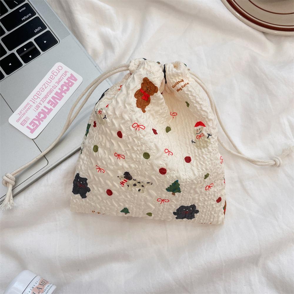 Cute Bear Cartoon Drawstring Pocket Women Drawstring Bags Cosmetic Bag Makeup Bag Large Capacity Coin Purse Coin Pouch