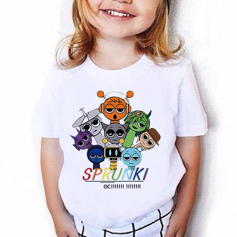 2025 Caliente Niños Sprunki Camiseta Moda Infantil Casual Dibujos Animados Incredibox Camisetas Niños Cuello Redondo Manga Corta Ropa de Verano para Bebé Niña
