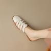 Fashion 2025 New Summer Shoes Women Square Toe Shoes for Women Split Leather Women Slippers Low Heels Mules Handmade Gladiator Shoes