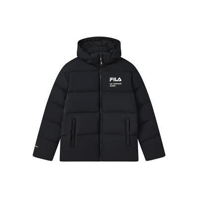 Fila Giacca imbottita con cappuccio casual e ampia, logo, manica lunga semplice, capospalla unisex, nero F11U249902F-BK