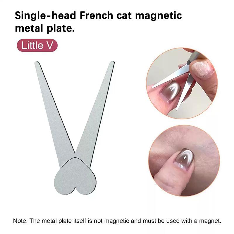 1pc Double-head French Nail Art Magnet Set 3D Cat Magnet Nail Art Gel Polish DIY V-Shaped Effect Manicure Magnetic Tools