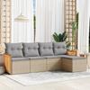 Vidaxl 5-Cz. Garden Furniture Set With Cushions, Beige, Poly Rattan