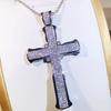 Unique Luxury Jewelry 925 Sterling Silver Cross Pendant Lucky Princess AAAAA+ Cubic Zirconia CZ Party Women Wedding Necklace