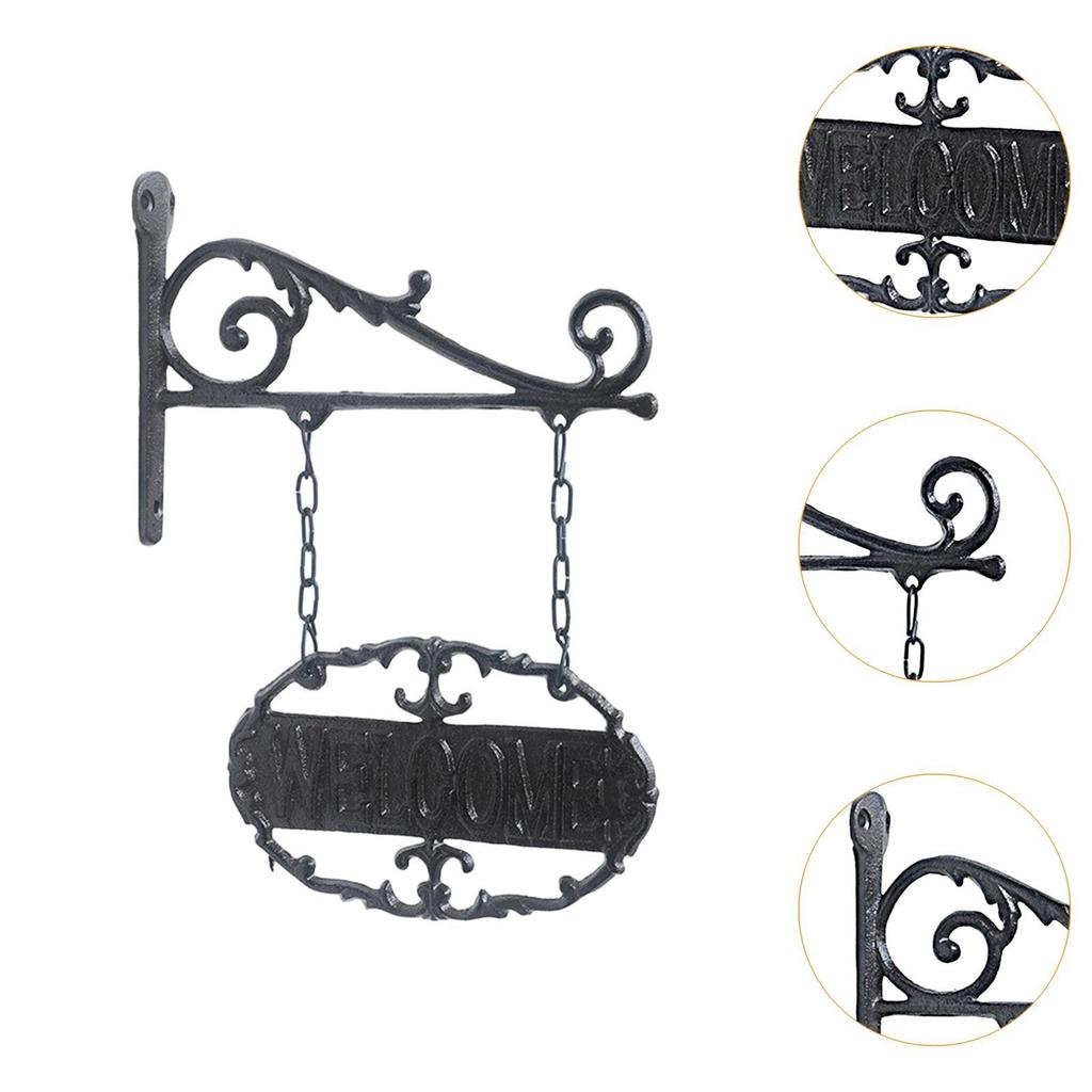 Hanging Iron Welcome Sign Plaque Durable Metal Wall Decoration for House Exterior Porch Bar Shop Door Plate