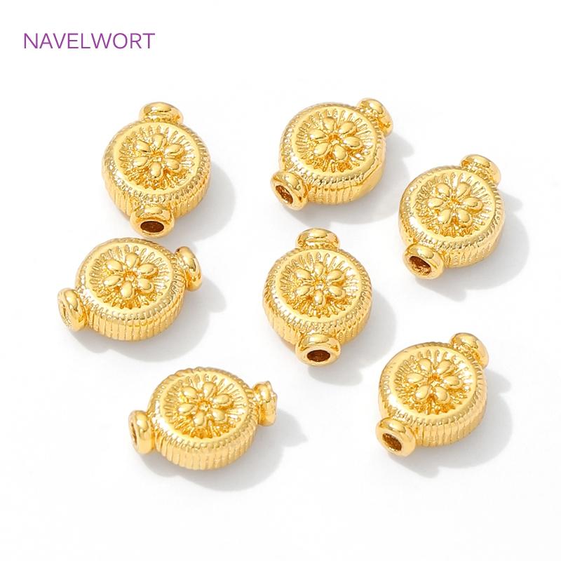 18K Gold Plated Flat Round Spacer Beads Brass Bracelet Beads For Jewelry Making,Separator For Beads,DIY Beading Accessories