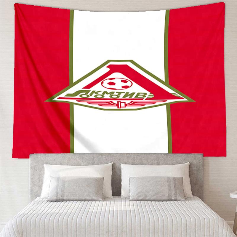 1PC Green And Red Soccer Emblem Printed Tapestry Room Decoration Wall Hanging for Living Room Bedroom, dormitory, Birthday and Christmas gifts