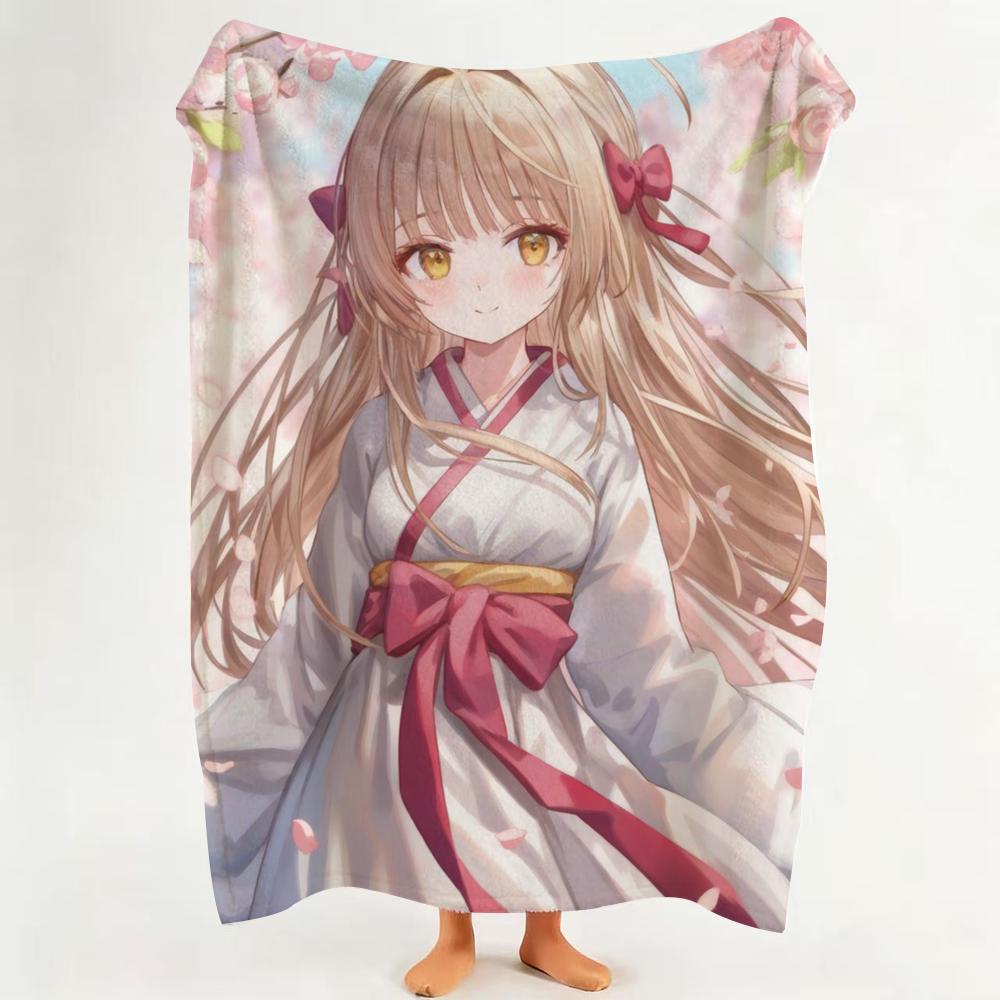 Anime The Angel Next Door Spoils Me R Rotten Throw Flannel Throw Blanket Suitable for Sofa Living Room Bedroom 75cmx90cm