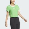 Adidas Small Logo Color Block Sports Casual Short Sleeve T-Shirt Women Tops Lime-Green JI6872