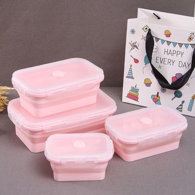 Microwavable Lunch Box with Lid Food Storage Box Collapsible Silicone Food Container  Refrigerator