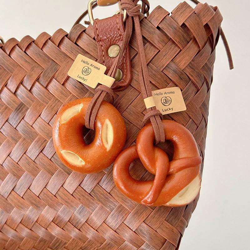 Bag Charm Bread Pendant Nylon Woven Rope Pendant DIY Trendy Mixed Bag Phone Decor Handmade Women Girl Gift