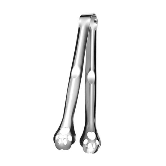 Jijijing Stainless Steel Clip Tongs, Cat Paw Shape, Durable Kitchen Utensils, Heat Resistant Appetizer for Snacks Dessert Ice Candy