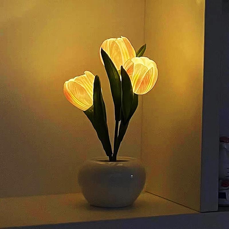 LED Tulip Night Light: Simulation Bouquet Lamp for Bedroom Decor