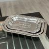 3pcs Elegant Stainless Steel Serving Tray Set Retro Dessert Breakfast Trays Decor Plate with Floral for Serving Drinks and Snack