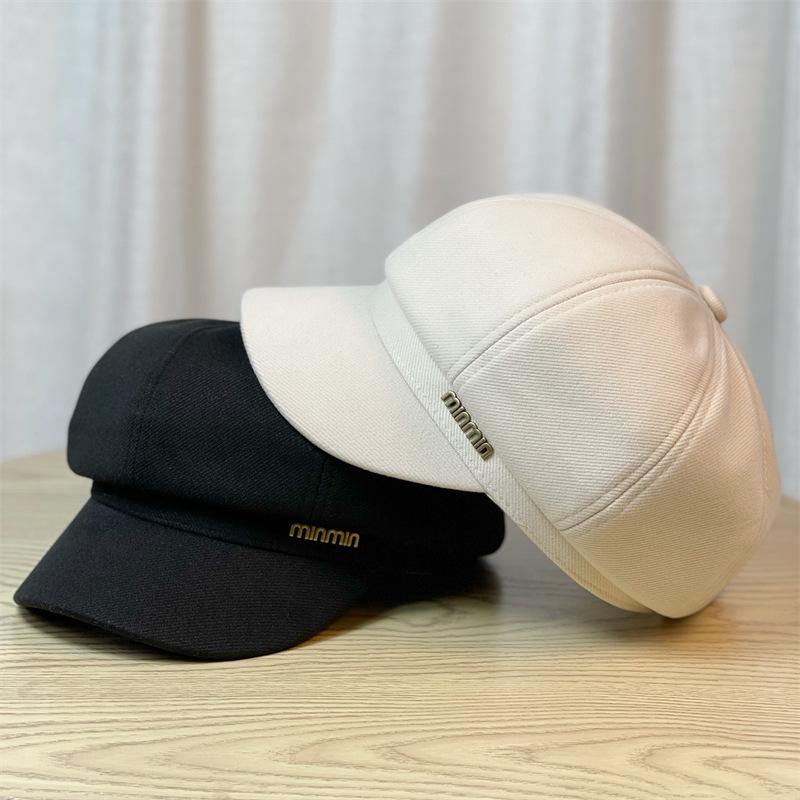 New Octagonal Hat for Women in Autumn and Winter British Beret Thin and Small Head Circumference Japanese Style Literary Peaked Cap Painter's Hat